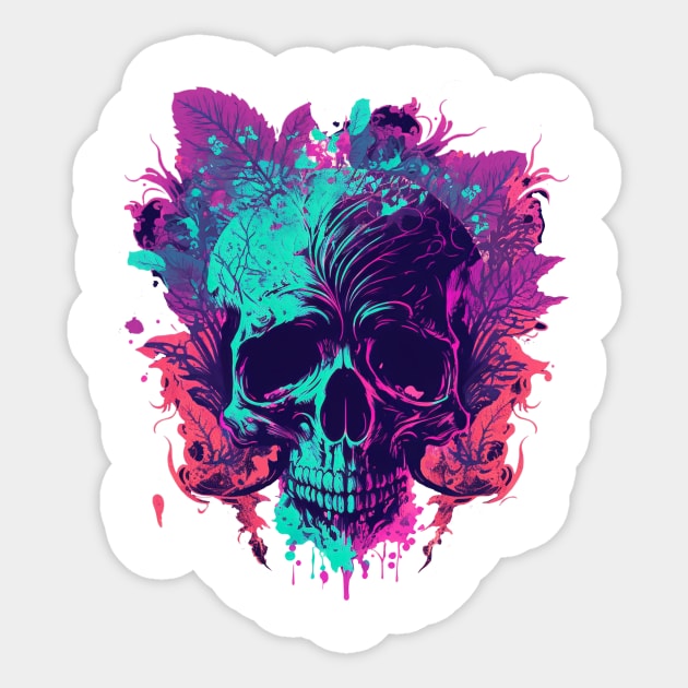 skull 1 Sticker by retrocolorz